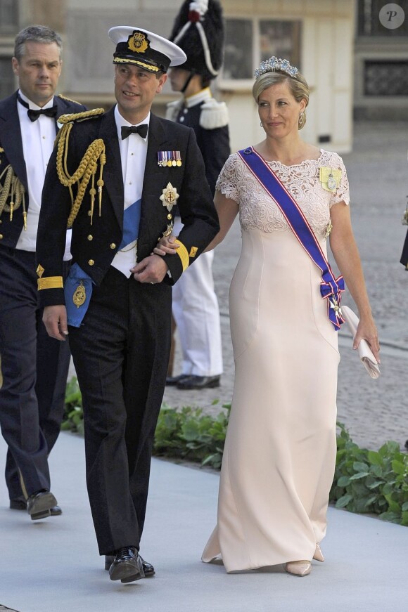 Le prince Edward et la comtesse Sophie de Wessex au mariage de la princesse Madeleine de Suède et de Chris O'Neill au palais royal à Stockholm le 8 juin 2013.
