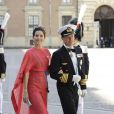 La princesse Mary et le prince Frederik de Danemark au mariage de la princesse Madeleine de Suède et de Chris O'Neill au palais royal à Stockholm le 8 juin 2013.