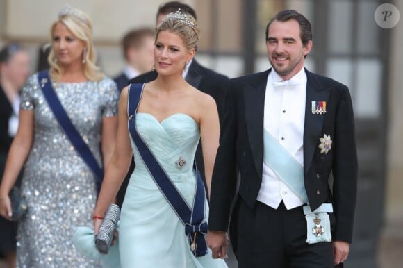 La princesse Tatiana et le prince Nikolaos de Grèce au mariage de la princesse Madeleine de Suède et de Chris O'Neill au palais royal à Stockholm le 8 juin 2013.
