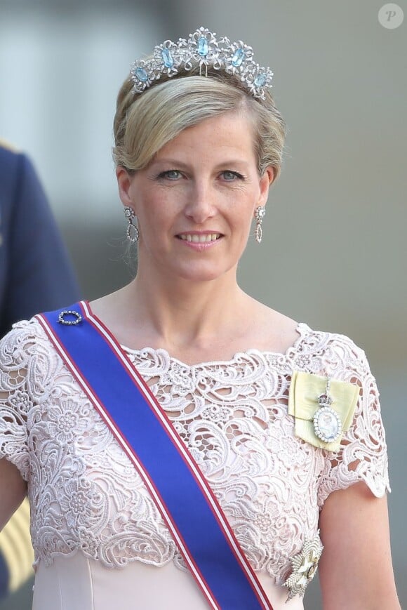 La comtesse Sophie de Wessex au mariage de la princesse Madeleine de Suède et de Chris O'Neill au palais royal à Stockholm le 8 juin 2013.