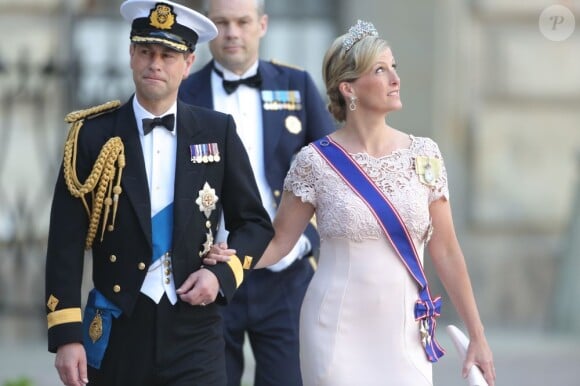 Edward et Sophie de Wessex au mariage de la princesse Madeleine de Suède et de Chris O'Neill au palais royal à Stockholm le 8 juin 2013.