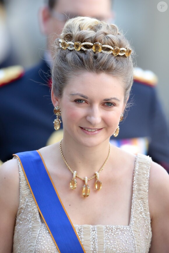 La princesse Stéphanie de Luxembourg au mariage de la princesse Madeleine de Suède et de Chris O'Neill au palais royal à Stockholm le 8 juin 2013.