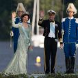 Le roi Carl XVI Gustaf de Suède et la reine Silvia arrivant au palais Drottningholm, le 8 juin 2013 à Stockholm, pour la réception du mariage de la princesse Madeleine de Suède et de Chris O'Neill.