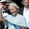 La princesse Mette-Marit de Norvège au mariage de la princesse Madeleine de Suède et de Chris O'Neill au palais royal à Stockholm le 8 juin 2013.