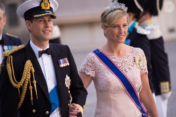 Le prince Edward et la comtesse Sophie au mariage de la princesse Madeleine de Suède et de Chris O'Neill au palais royal à Stockholm le 8 juin 2013.