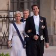 Marie-Chantal et Pavlos de Grèce au mariage de la princesse Madeleine de Suède et de Chris O'Neill au palais royal à Stockholm le 8 juin 2013.