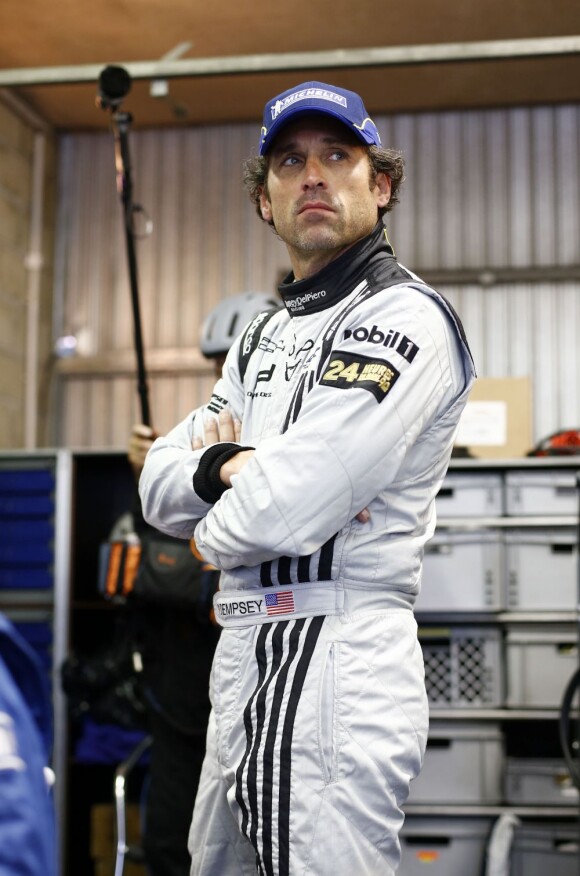 Patrick Dempsey pensif aux 24 heures du Mans, le 9 juin 2013.