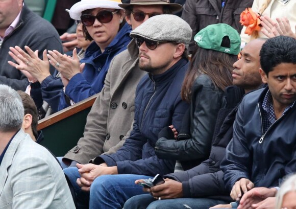Lukas Haas et Leonardo DiCaprio lors de la finale de Roland-Garros le 9 juin 2013, opposant Rafael Nadal à David Ferrer