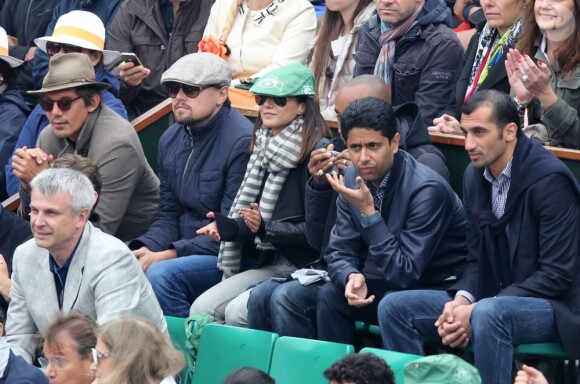 Lukas Haas et Leonardo DiCaprio lors de la finale de Roland-Garros le 9 juin 2013, opposant Rafael Nadal à David Ferrer