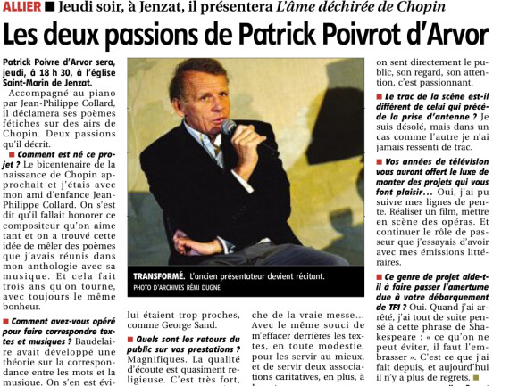 La coquille du journal régional "La Montagne" qui renomme Patrick Poivre d'Arvor en Patrick "Poivrot" d'Arvor le 11 juin 2013.
