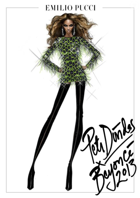 Peter Dundas, directeur artistique de la griffe italienne Emilio Pucci, a imaginé plusieurs looks pour la tournée mondiale The Mrs Carter Show de Beyoncé.
