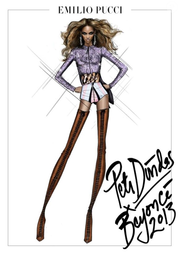 Peter Dundas, directeur artistique de la griffe italienne Emilio Pucci, a imaginé plusieurs looks pour la tournée mondiale The Mrs Carter Show de Beyoncé.