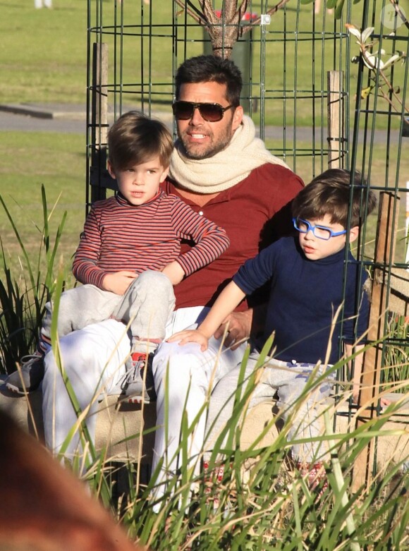 Ricky Martin et ses jumeaux Matteo et Valentino à Sydney, le 18 mai 2013.