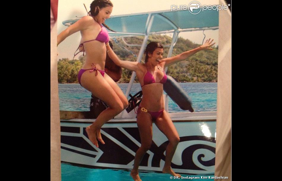 Instagram Kim Kardashian - Flashback Friday - @kourtneykardash &amp;amp; I jumping off s boat in Bora Bora
