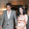 La chanteuse Katy Perry sort du club Friars Club de l'hôtel Waldorf Astoria de New York, avec John Mayer, le 24 juin 2013.