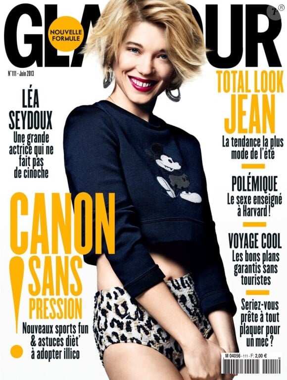 Léa Seydoux en couverture du magazine Glamour. Juin 2013.