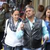 Erik Estrada, star de CHiPs, profite avec sa femme Nanette Mirkovich et leur fille Francesca, d'un séjour à Paris. Le 26 juin 2013.