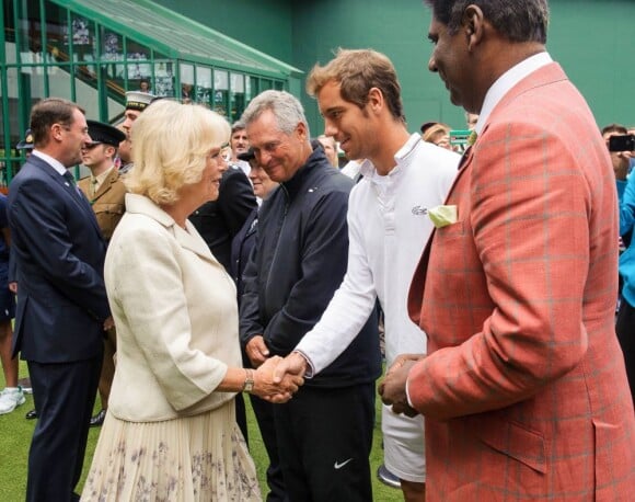 Richard Gasquet rencontre Camilla Parker Bowles au All England Lawn Tennis and Croquet Club lors du tournoi de Wimbledon, le 27 Juin 2013