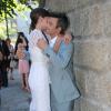 Thomas Langmann et Céline Bosquet, tendres amoureux à leur mariage civil à la mairie de Sartène, Corse du sud, le 21 juin 2013.