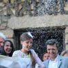 Mariage civil de Thomas Langmann et Céline Bosquet à la mairie de Sartène, Corse du sud, le 21 juin 2013.