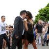 La chanteuse Shy'M et le danseur Chris Marques font le buzz au Sacre Coeur pour la prochaine emission "Danse avec les Stars" a Paris. Le 2 juillet 2013 02/07/2013 - Paris