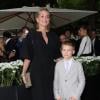 L'actrice Sharon Stone et son fils Roan Bronstein - Ouverture de la nouvelle boutique Fendi, 51 avenue Montaigne à Paris, le 3 juillet 2013.