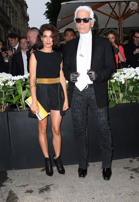 Karl Lagerfeld et Giulia Michelini - Ouverture de la nouvelle boutique Fendi, 51 avenue Montaigne à Paris, le 3 juillet 2013.