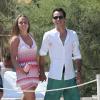 Marc Anthony et sa compagne Chloe Green (22 ans) passent leurs vacances à Saint-Tropez. Le 5 juillet 2013.