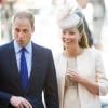Le prince William et Kate Middleton à l'abbaye de Westminster pour le service spécial en l'honneur des 60 ans du couronnement d'Elizabeth II, le 4 juin 2013, à un mois et demi de la naissance de leur premier enfant.