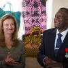 Valérie Trierweiler visite avec la ministre de la Francophonie Yamina Benguigui et le docteur Denis Mukwege l'hôpital de Panzi en République démocratique du Congo le 8 juillet 2013.