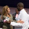 Valérie Trierweiler visite avec la ministre de la Francophonie Yamina Benguigui et le docteur Denis Mukwege l'hôpital de Panzi en République démocratique du Congo le 8 juillet 2013.
