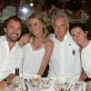 Exclusif - Henri Leconte, son épouse Florentine, Christian Bîmes et sa femme, à la Soirée blanche organisée par le chef Christophe Leroy, aux Moulins de Ramatuelle, le dimanche 7 juillet 2013.