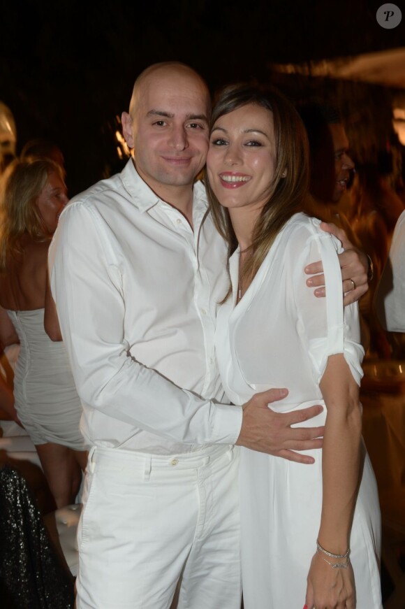 Exclusif - Marie-Ange Casalta et son mari Romuald Boulanger à la Soirée blanche organisée par le chef Christophe Leroy, aux Moulins de Ramatuelle, le dimanche 7 juillet 2013.