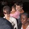 Halle Berry, Olivier Martinez et sa fille Nahla rentrent à la maison après leur mariage en France, le 16 juillet 2013.