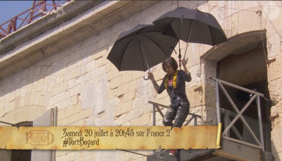 Danièle Evenou affronte le vide dans Fort Boyard, samedi 20 juillet 2013 sur France 2
