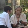 Sharon Stone et Riccardo Scamarcio sur le tournage du film Un ragazzo d'oro à Rome en Italie le 22 juillet 2013.