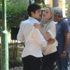 Sharon Stone et Riccardo Scamarcio en pleine bagarre sur le tournage du film Un ragazzo d'oro à Rome en Italie le 22 juillet 2013.