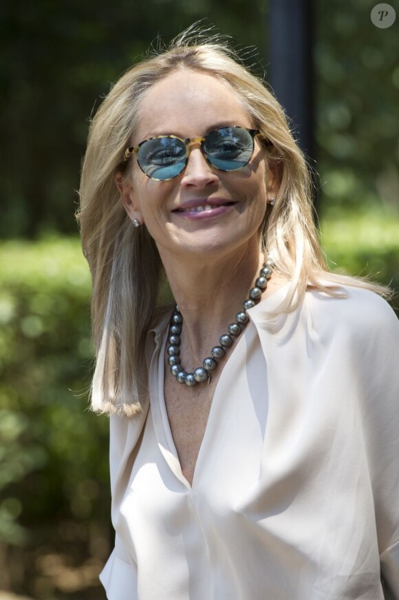 Sharon Stone sur le tournage du film Un ragazzo d'oro à Rome en Italie le 22 juillet 2013.