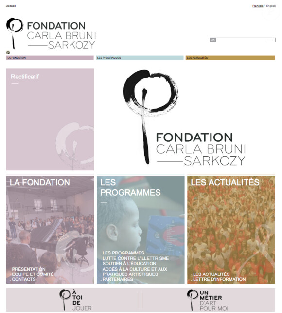 Le site de la Fondation Carla Bruni-Sarkozy au coeur de la polémique.