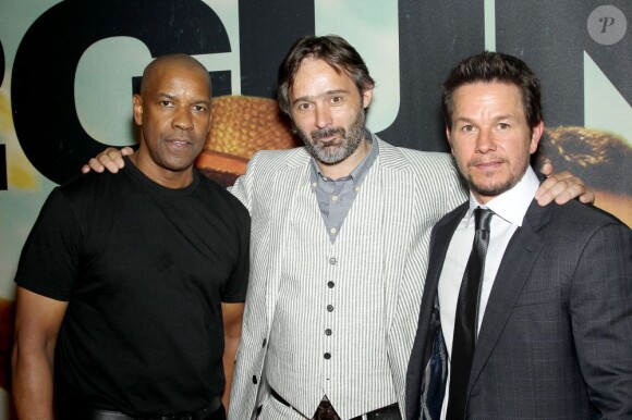 Denzel Washington, Baltasar Kormakur (réalisateur), Mark Wahlberg lors de l'avant-première du film 2 Guns à New York le 29 juillet 2013