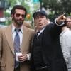David O. Russell et Bradley Cooper sur le tournage d'American Hustle à New York le 18 mai 2013.