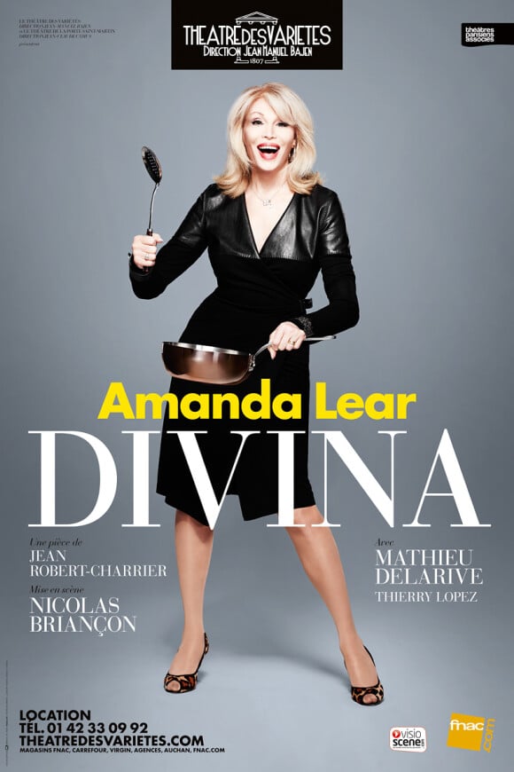 Amanda Lear au théâtre dans Divina, dès le 13 septembre 2013 au Théâtre des Variétés à Paris.