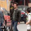 Mark Wahlberg sur le tournage de Transformers 4 à Detroit, le 31 juillet 2014.