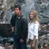 Mark Wahlberg et Nicola Peltz sur le tournage de Transformers 4 à Detroit, le 31 juillet 2014.