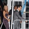 Jennifer Aniston et son fiancé Justin Theroux se rendant à l'after party du film Les Miller, à New York le 1er août 2013