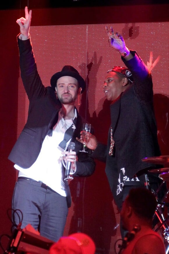 Justin Timberlake et Jay-Z en concert BC Place à Vancouver pour leur tournée Legends of the Summer. Le 31 juillet 2013.