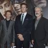 Jerry Bruckheimer, Armie Hammer et Gore Verbinski à la première du film Lone Ranger, Naissance d'un héros à Paris le 24 juillet 2013.