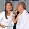 Irina Shayk, invitée de marque de la White Night Party de Fawaz Gruosi, fondateur et président de la marque de Grisogono, qui fête son 61e anniversaire. Porto Cervo, le 8 août 2013.