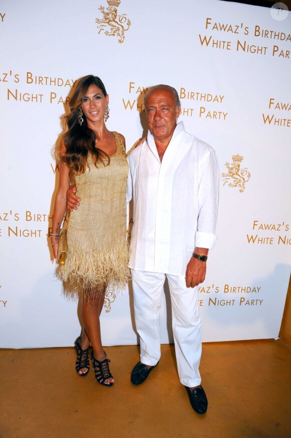 Melissa Satta et Fawaz Gruosi lors de la White Night Party du fondateur et président de la marque de Grisogono, qui fête son 61e anniversaire au Billionaire. Porto Cervo, le 8 août 2013.