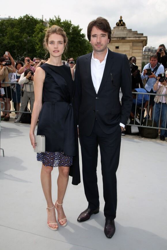 Natalia Vodianova (habillee en Dior) et Antoine Arnault - Arrivees des people au defile de mode Haute-Couture Automne-Hiver 2013/2014 a l'hotel des Invalides a Paris. Le 1er juillet 2013